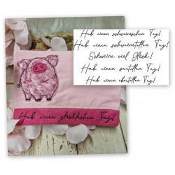 Stickserie - ITH Mug Rugs Schweinchen